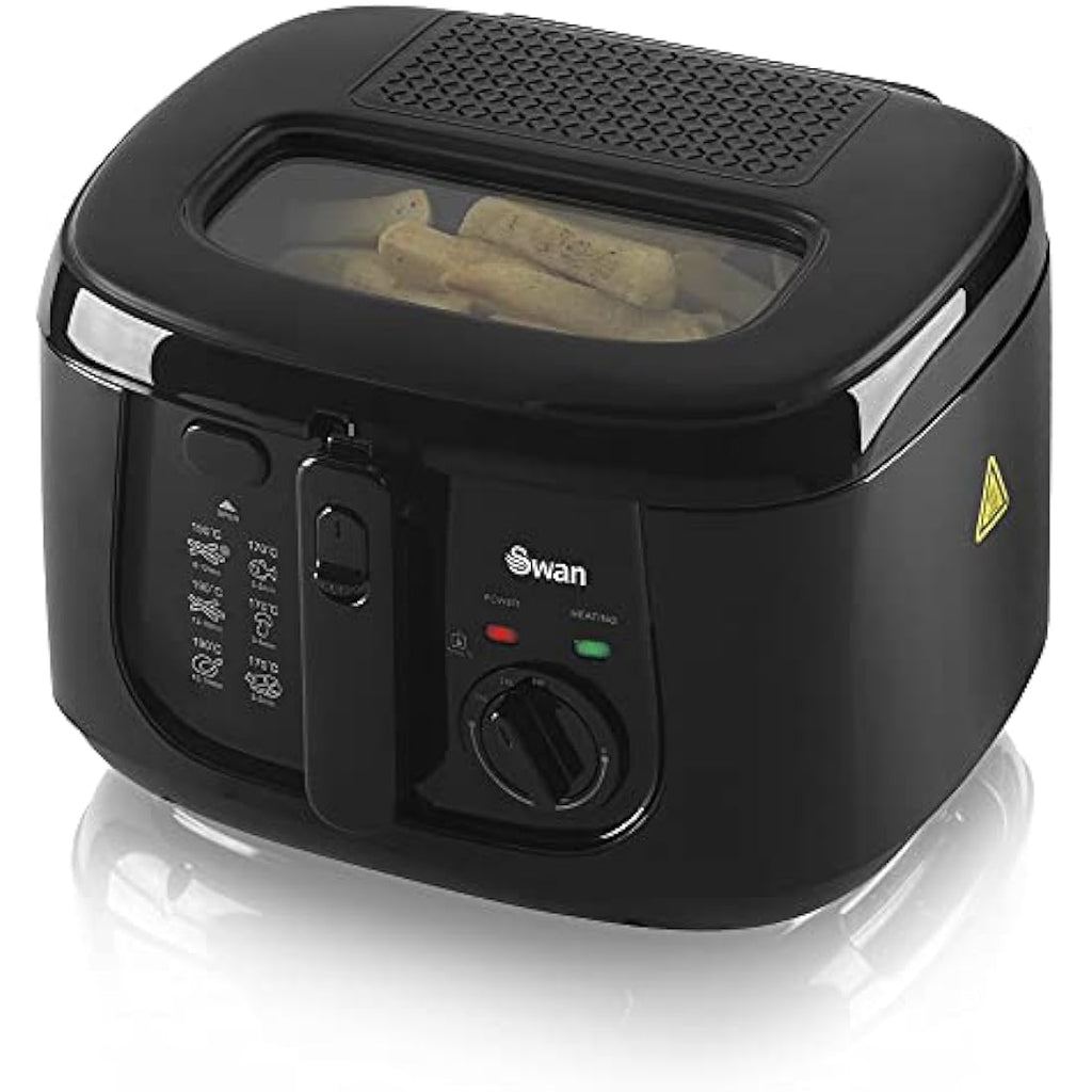 Swan 2.5L Deep Fat Fryer – 1800W Electric Kitchen Fryer with Window, Black