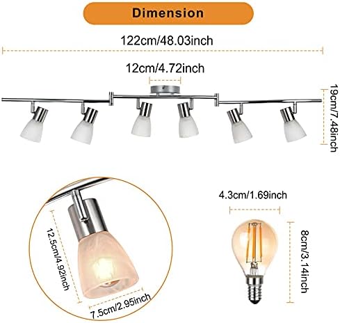 Unikcst 6-Way LED Ceiling Spotlight Bar | Brushed Nickel & Glass