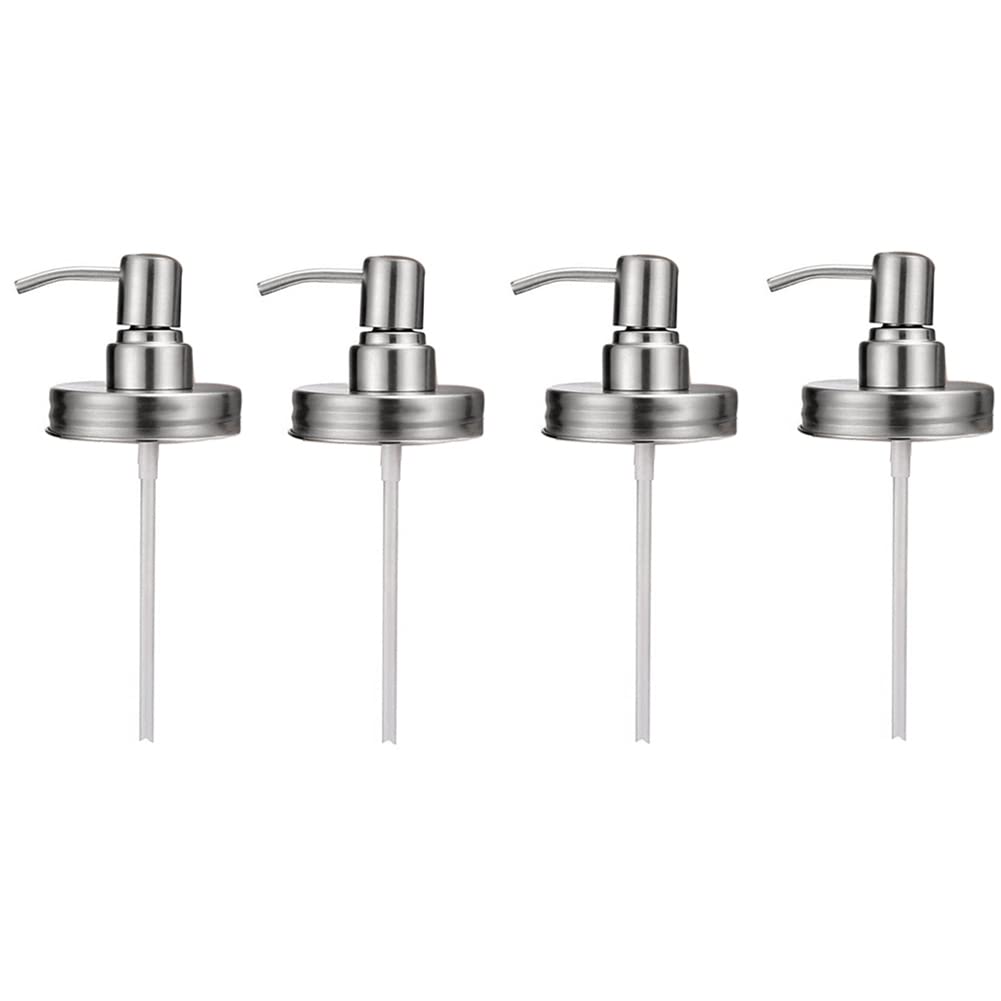 RESFNSE 4-Pack Stainless Steel Soap Dispenser Lids for Regular Mouth Jars