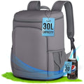 Tydi Insulated Cooler Backpack – 30L Leakproof Hiking Rucksack, Grey