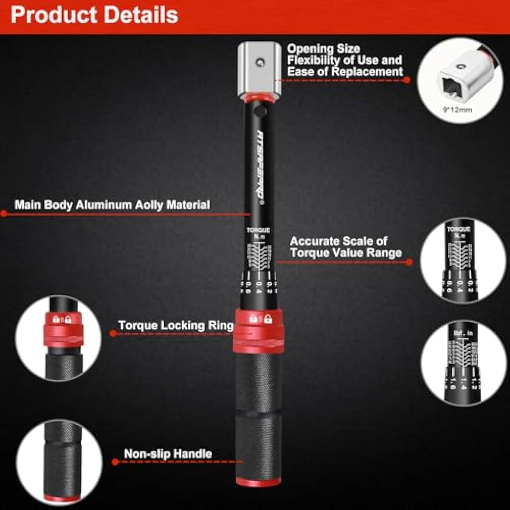 ATsafepro Open End Torque Wrench 3-25 Nm | 9x12mm HVAC & Bike Tool