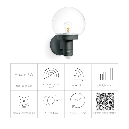 Steinel L 115 S Outdoor Wall Light | 240° Motion Sensor - Anthracite