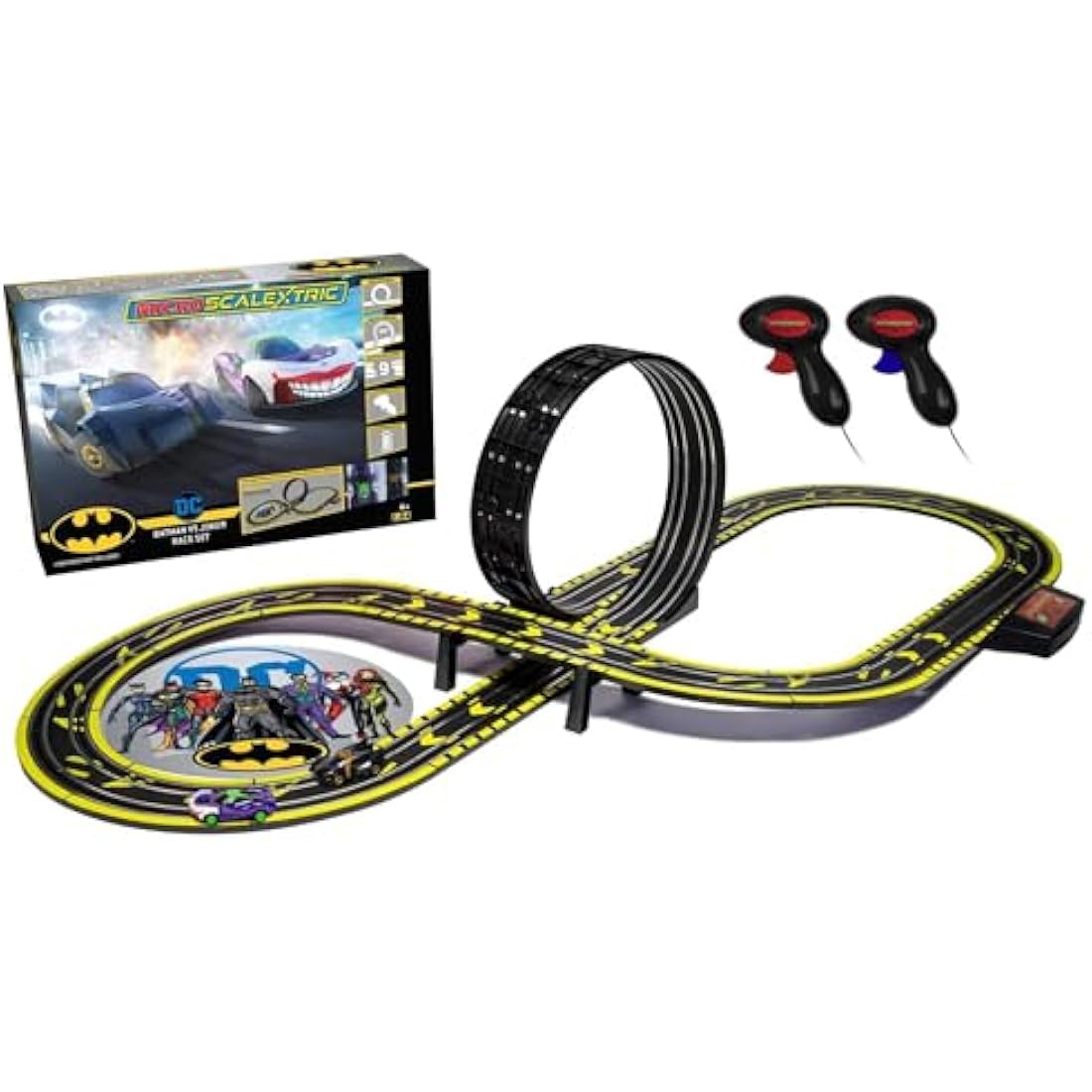 Scalextric Micro Batman vs Joker Slot Car Race Track Set - 1:64 Scale