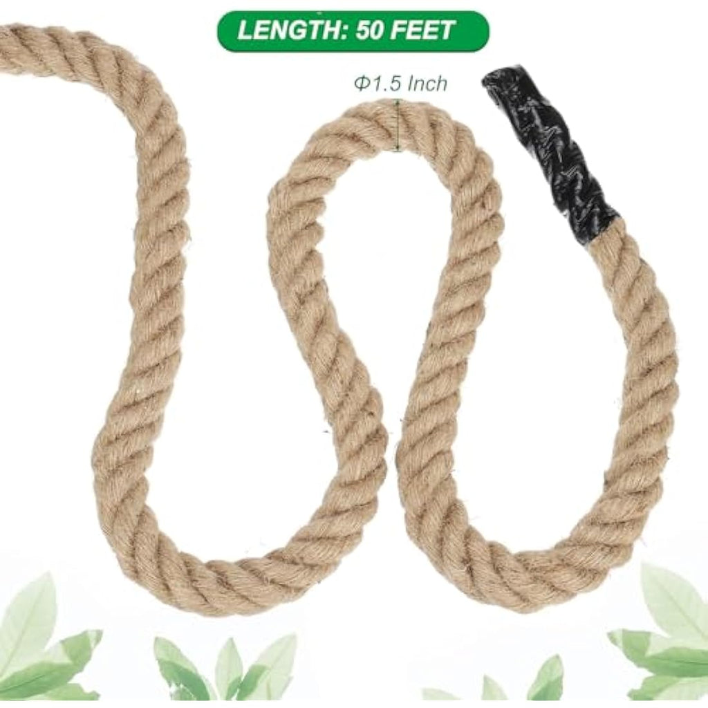 PATIKIL 1.5" x 50 Ft Twisted Manila Jute Rope for Tug of War & Decor