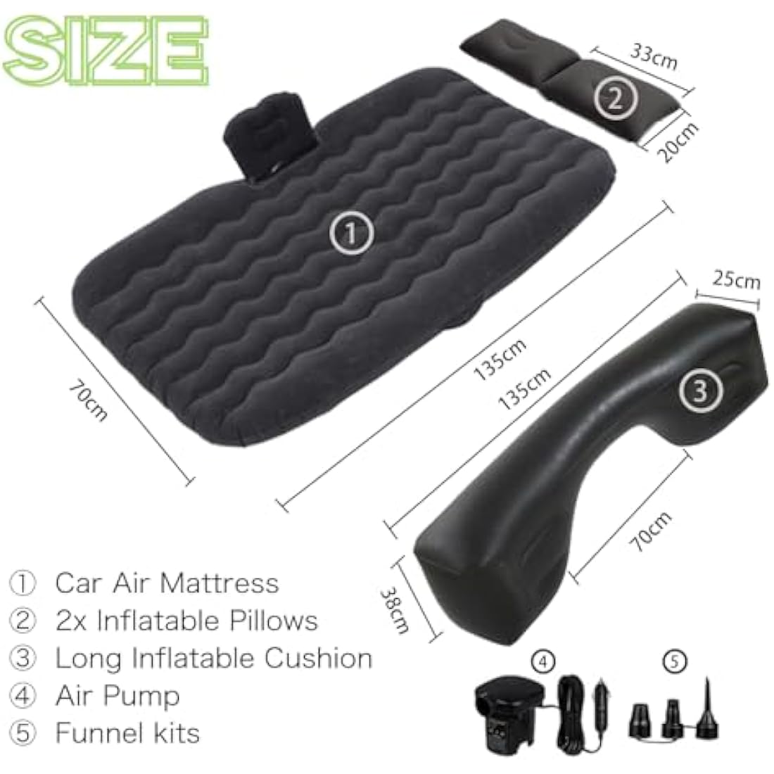 Jolof Store Inflatable Car Mattress – Black Flocking Bed for SUV & MPV