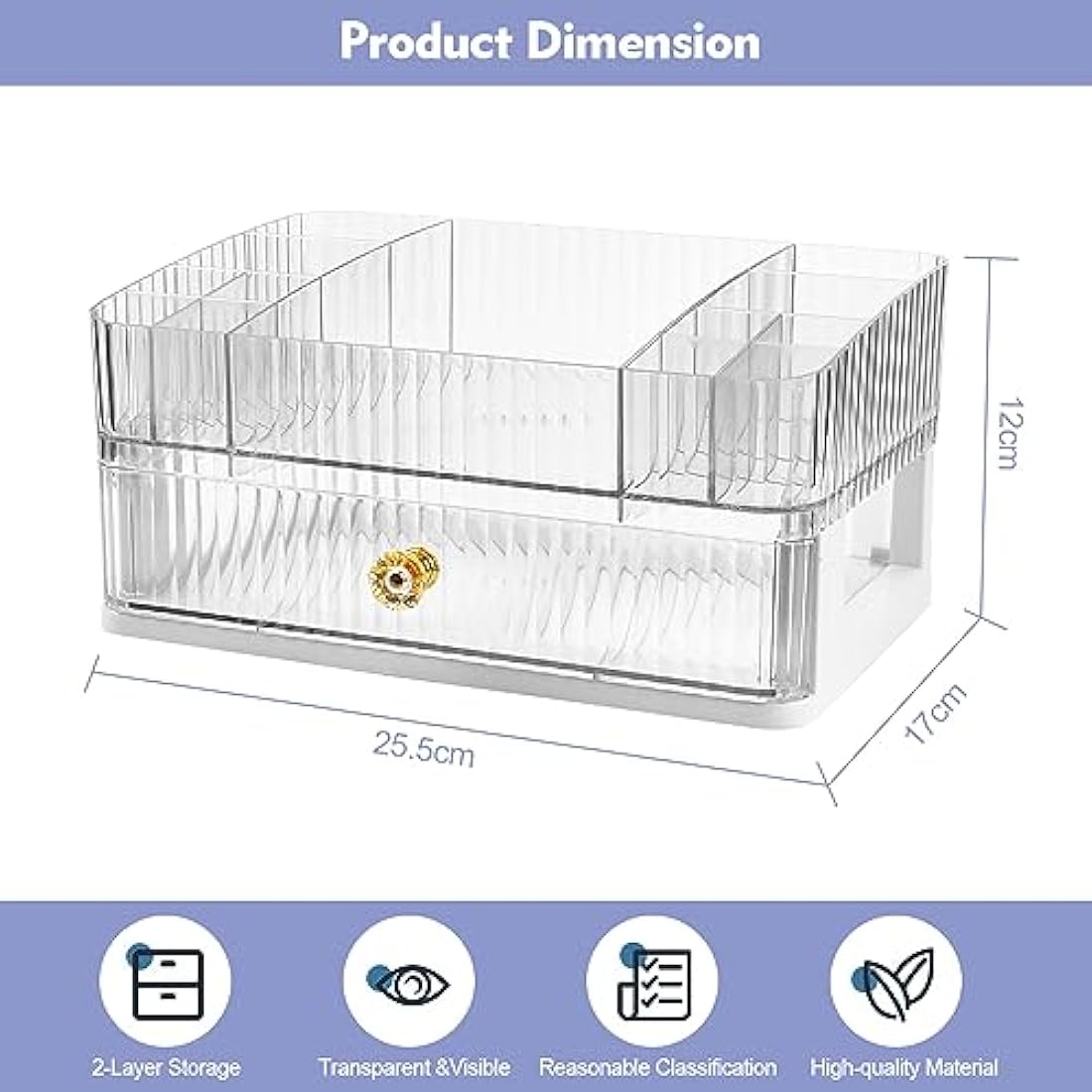 Jolof Store Clear Acrylic 2-Tier Makeup Organiser with Drawers