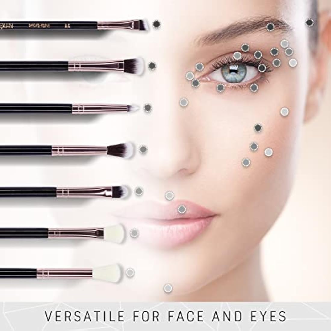 Niré Beauty Eye Brush Set | 7-Piece Vegan Makeup Brushes and Tweezers