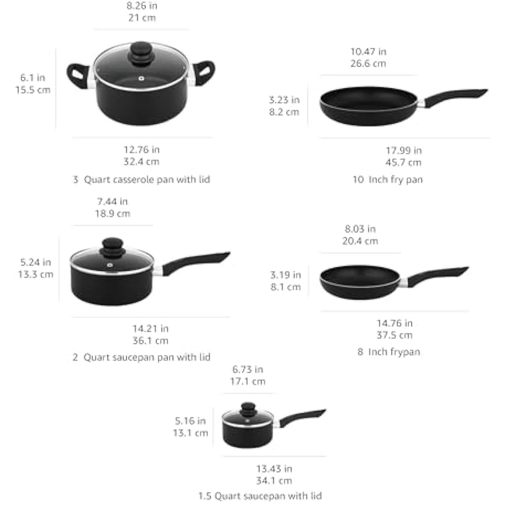 Jolof Store 8-Piece Non-Stick Aluminum Cookware Set – Black