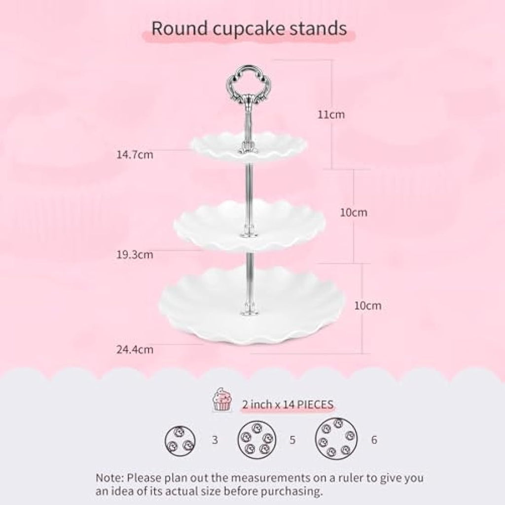 NWK 10-Piece Silver Cupcake Stand Set – Plastic Dessert Display Trays