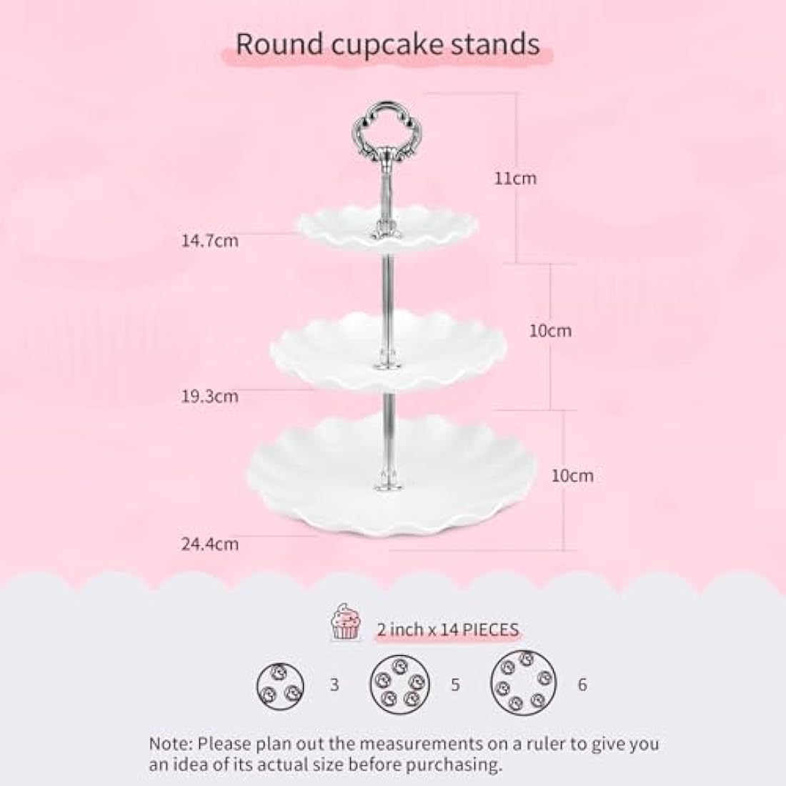 NWK 10-Piece Silver Cupcake Stand Set – Plastic Dessert Display Trays