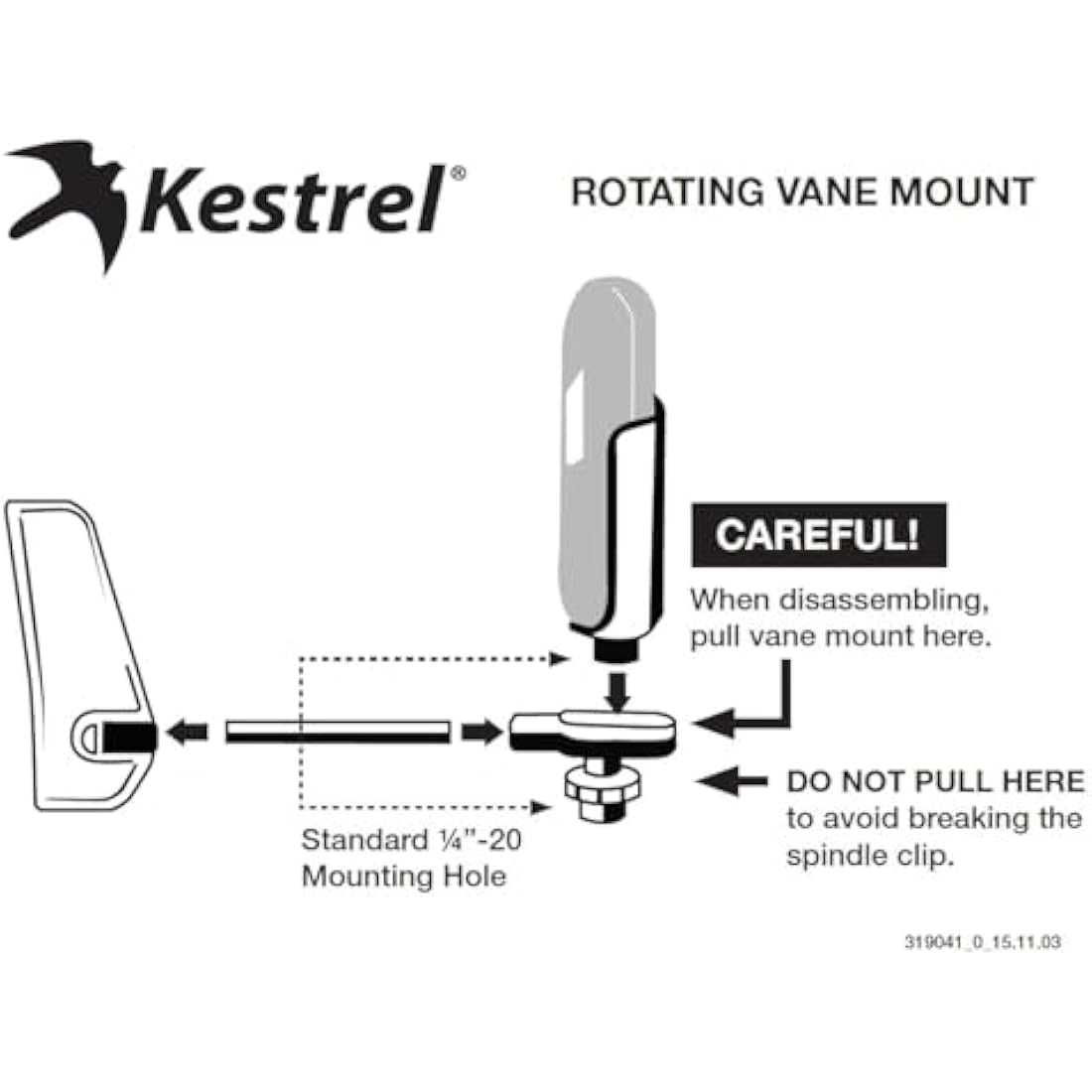 Kestrel 5 Series Rotating Vane Mount and Padded Carry Case for Tripods