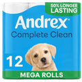 Andrex Classic Clean Mega Toilet Roll | 12 Mega XL Rolls | 2-Ply White