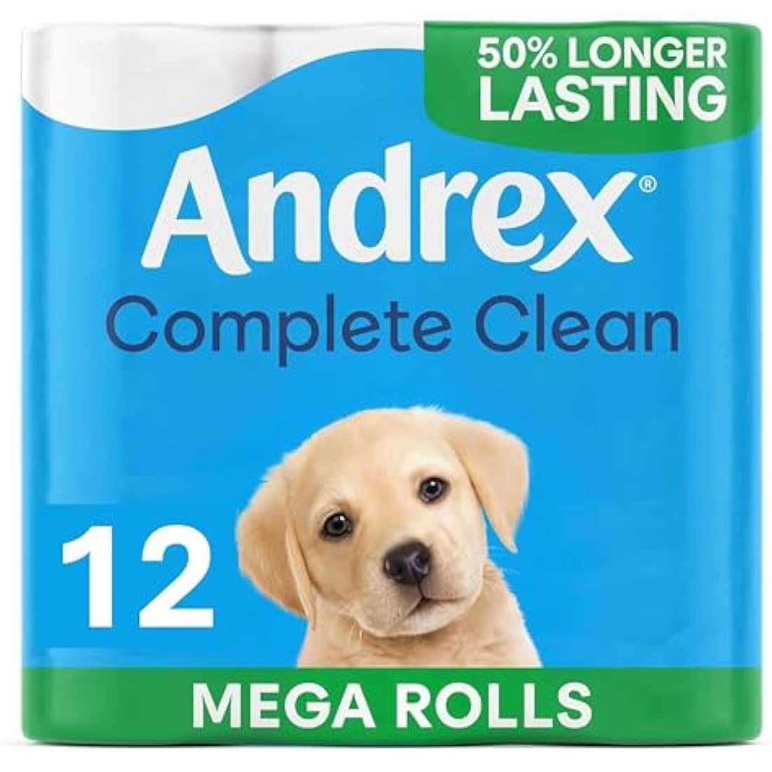 Andrex Classic Clean Mega Toilet Roll | 12 Mega XL Rolls | 2-Ply White