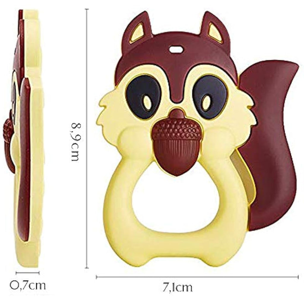 PREMYO Silicone Baby Teething Toy – BPA Free Squirrel Teether, Brown