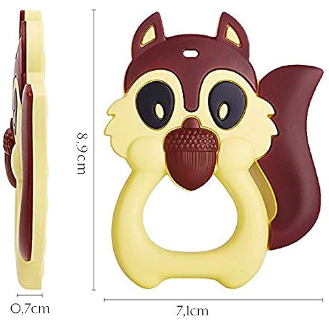 PREMYO Silicone Baby Teething Toy – BPA Free Squirrel Teether, Brown