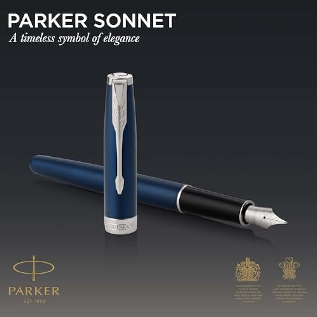 Parker Sonnet Fountain Pen - Blue Lacquer & Palladium Trim, Medium Nib