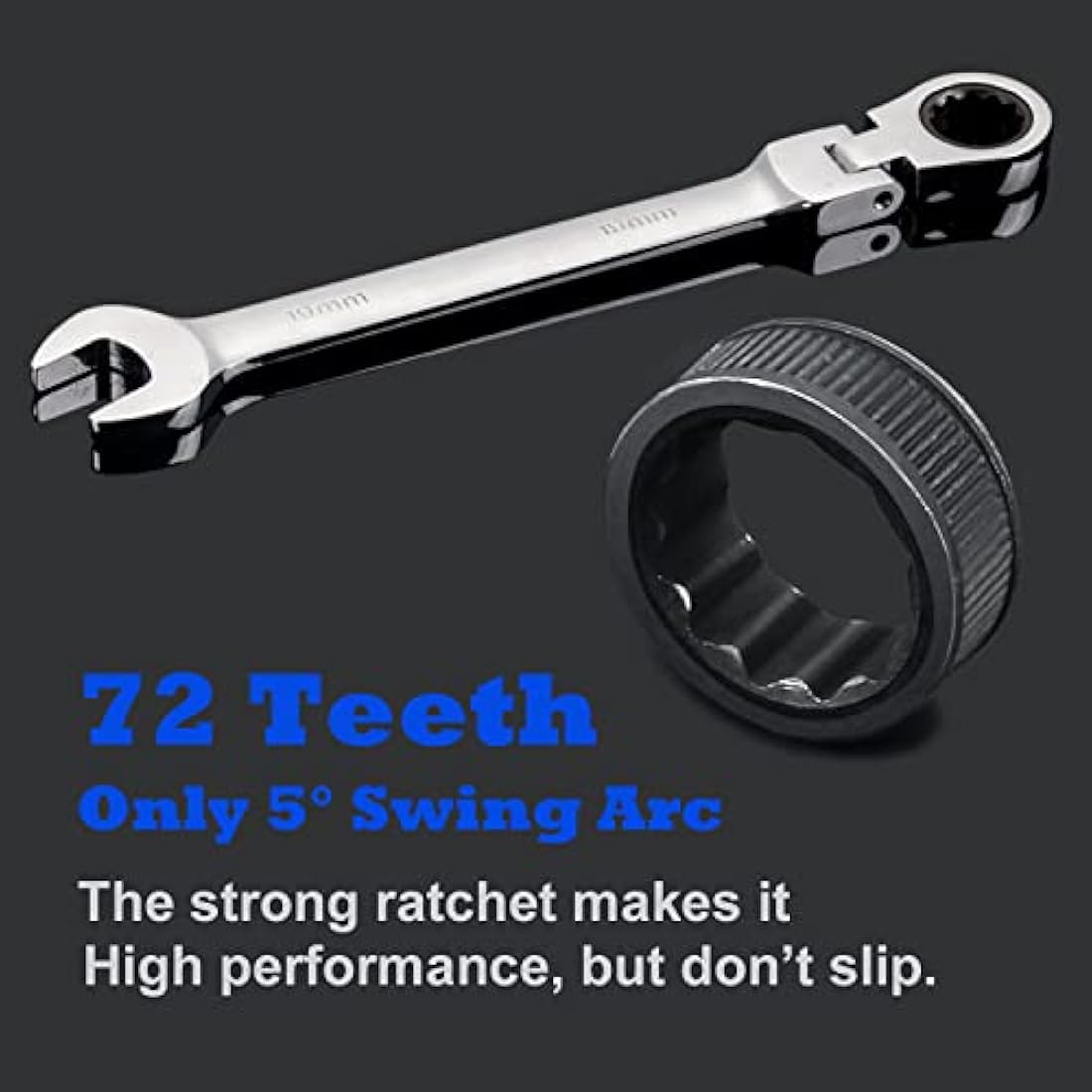 Qnkaa 8-Piece Flex-Head Ratchet Wrench Set – 9-17mm Metric Spanners