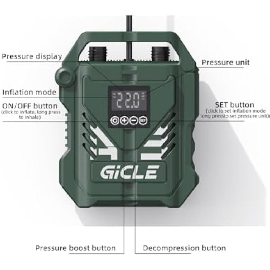 GICLE 22PSI Electric SUP Pump – Dual Stage 12V DC Paddle Board Inflator