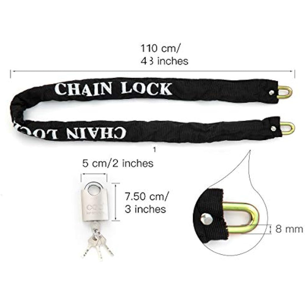 Heavy Duty Motorcycle Chain Lock – 1.1M Steel Bike Padlock