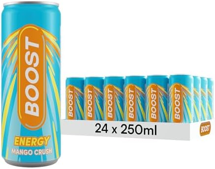 Boost Mango Energy Drink - 24 Pack Low Calorie Vegan Drinks | 250ml