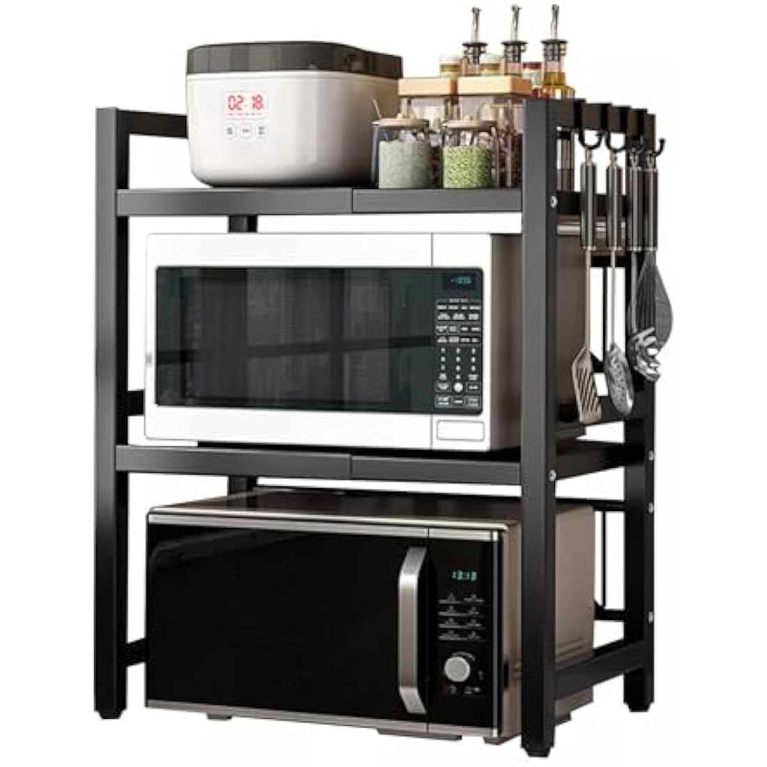 Jolof Store Expandable 3-Tier Microwave Rack – Adjustable Kitchen Shelf