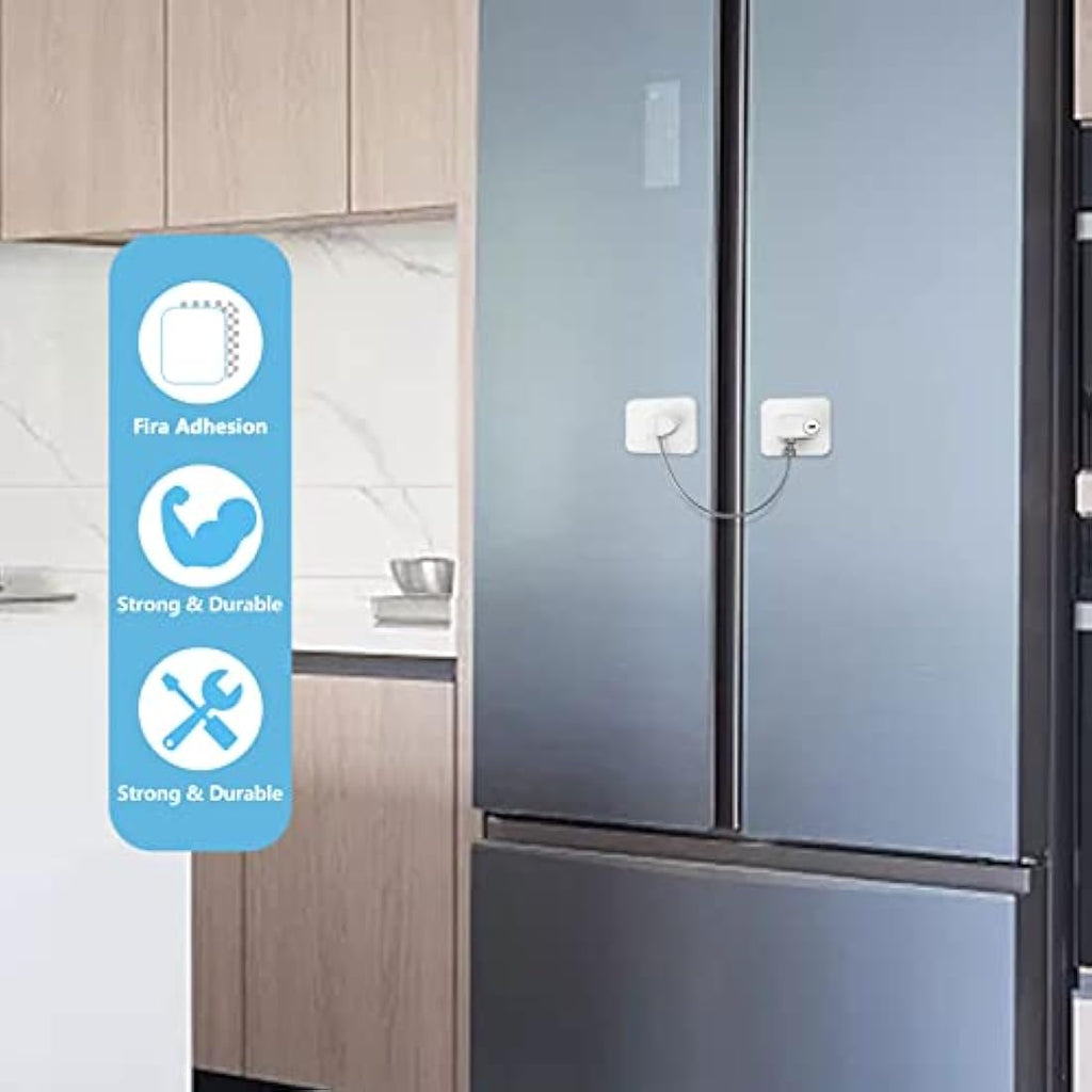 Jolof Store Refrigerator Door Locks | 2-Pack White Child Safety Latches
