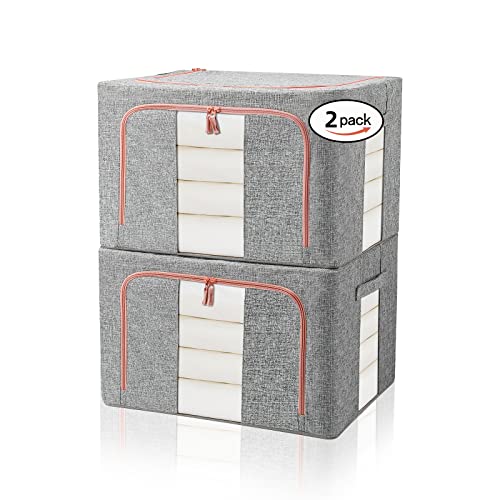 FUSACONY Foldable Closet Organizers | 100L Oxford Cloth Storage Bins, 2 Pack