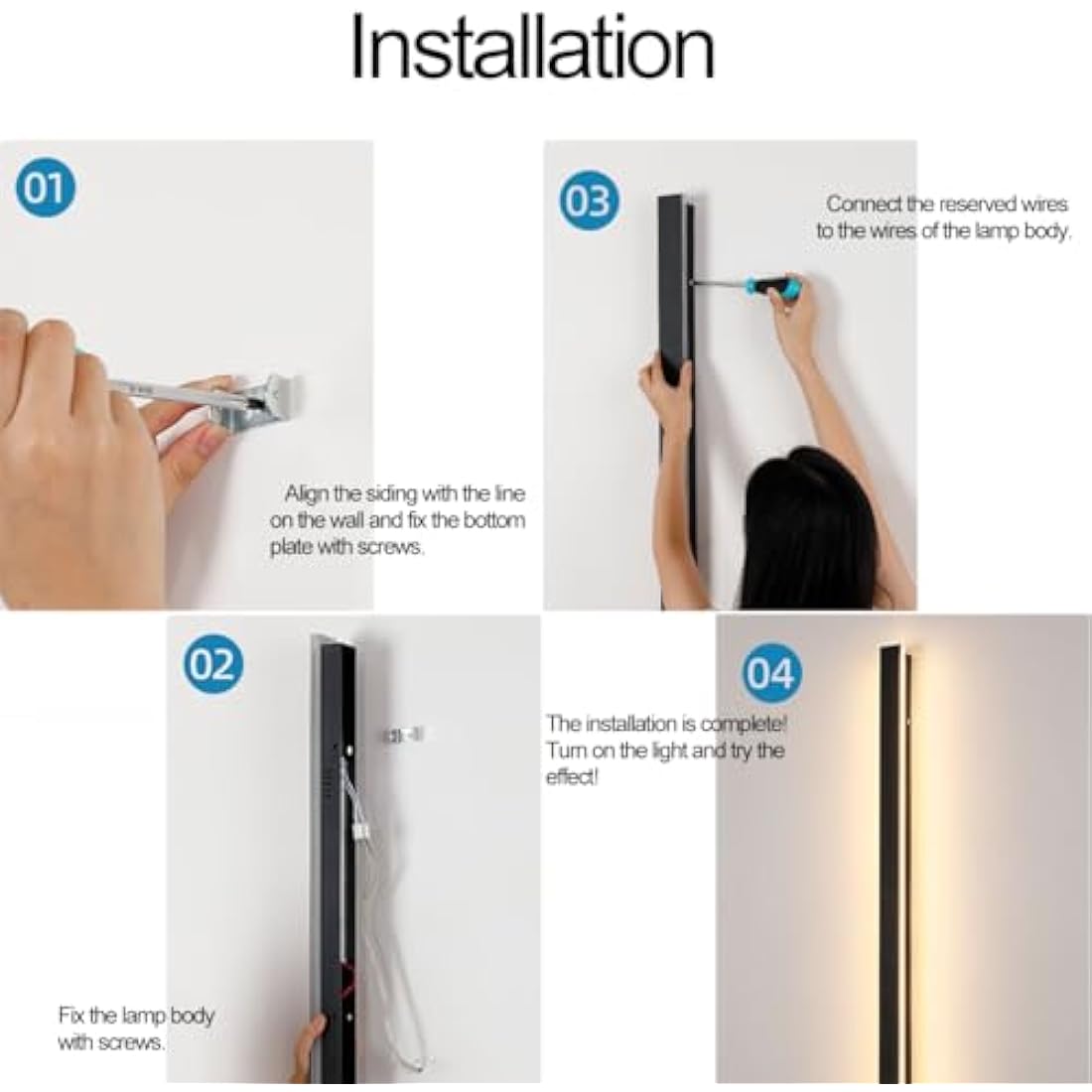 ZTWLEED 115CM LED Outdoor Wall Light | IP65 Waterproof 6000K Metal Sconce
