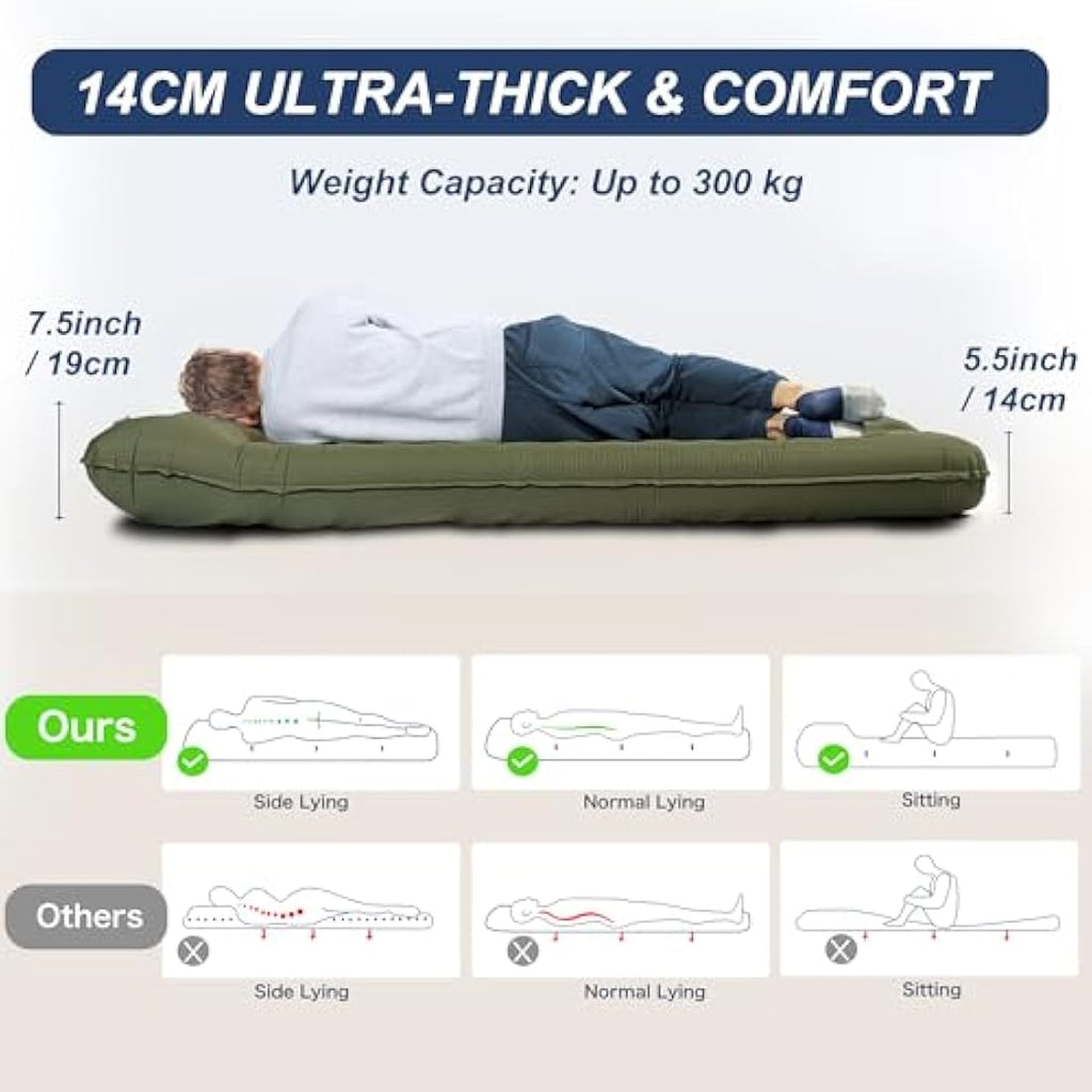 Origem Double Camping Sleeping Mat | 14cm Extra Thick Inflatable Mattress
