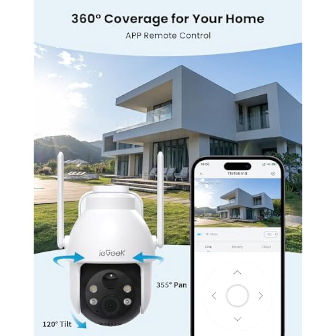 ieGeek 2K Solar Security Camera – 360° Wireless Outdoor CCTV with Night Vision