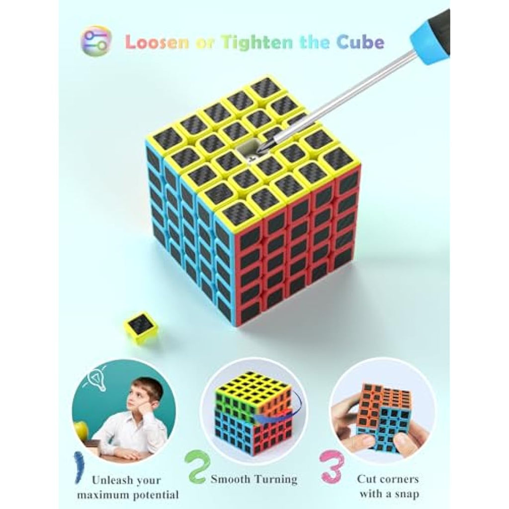 Roxenda 5x5 Speed Cube – Carbon Fiber Sticker Magic Puzzle for Kids