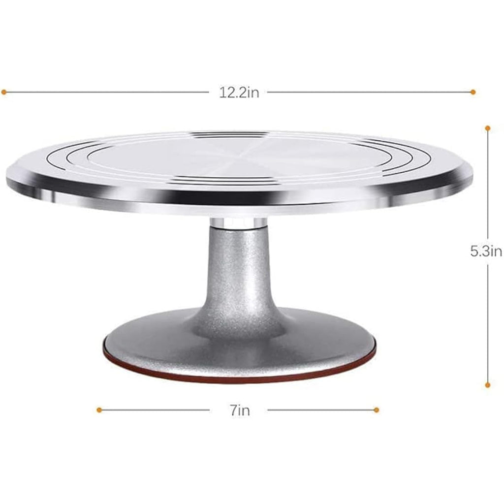 Jolof Store 12 Inch Aluminium Alloy Rotating Cake Turntable Stand