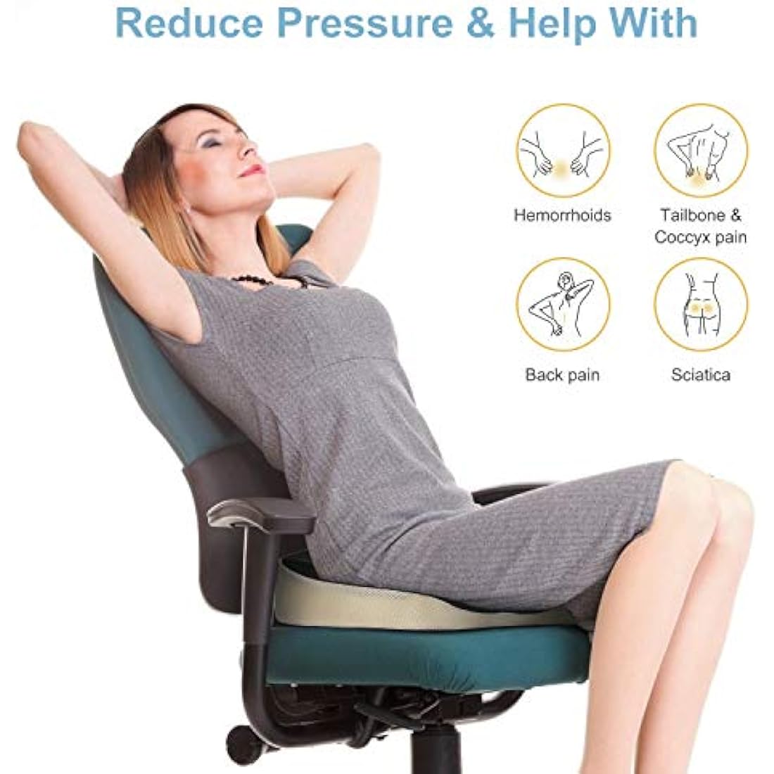 Feagar Orthopedic Gel Seat Cushion – Memory Foam for Tailbone & Sciatica