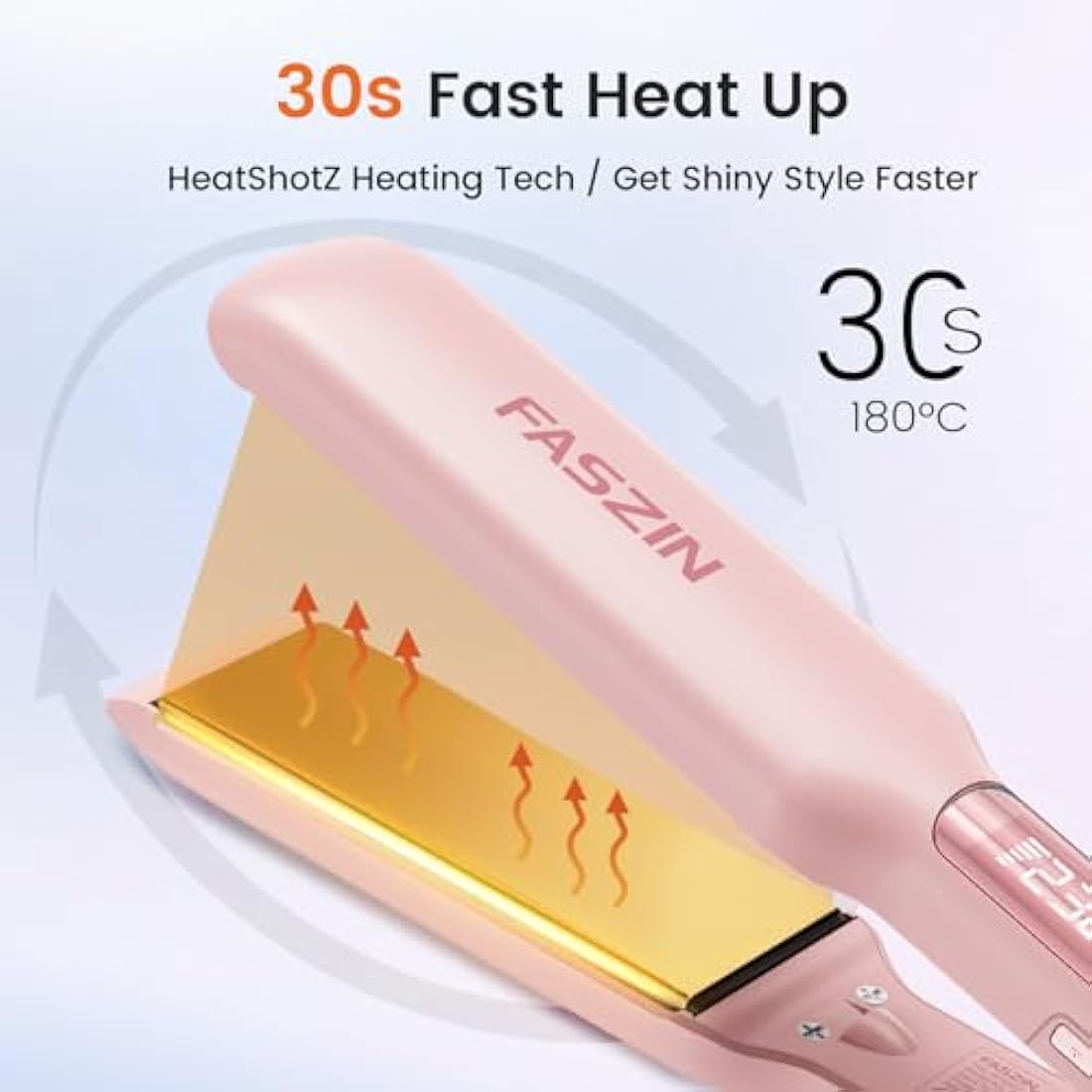 Faszin Titanium Hair Straightener | 42mm Wide Plate Ionic Flat Iron - Pink