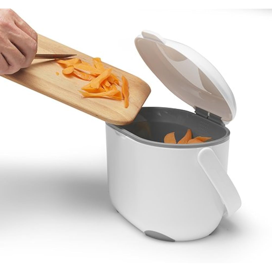 Addis 2.5L Kitchen Compost Caddy – White & Metallic Food Waste Bin