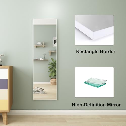 Vasemouh Full Length Mirror – 55x16in White Wall or Floor Standing