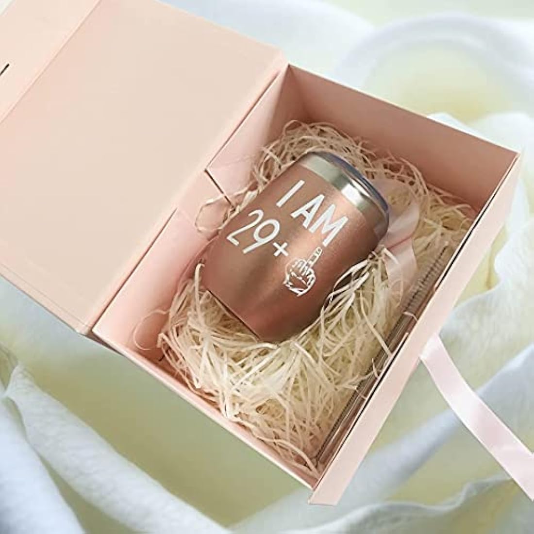 Jolof Store Pale Pink Magnetic Gift Box with Ribbon – 23.5x17x10cm