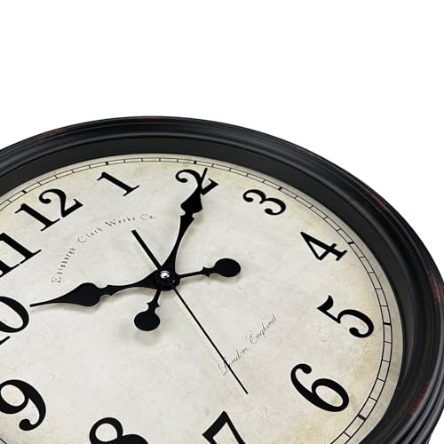DIYZON 16 Inch Large Wall Clock | Silent Non-Ticking Vintage Quartz