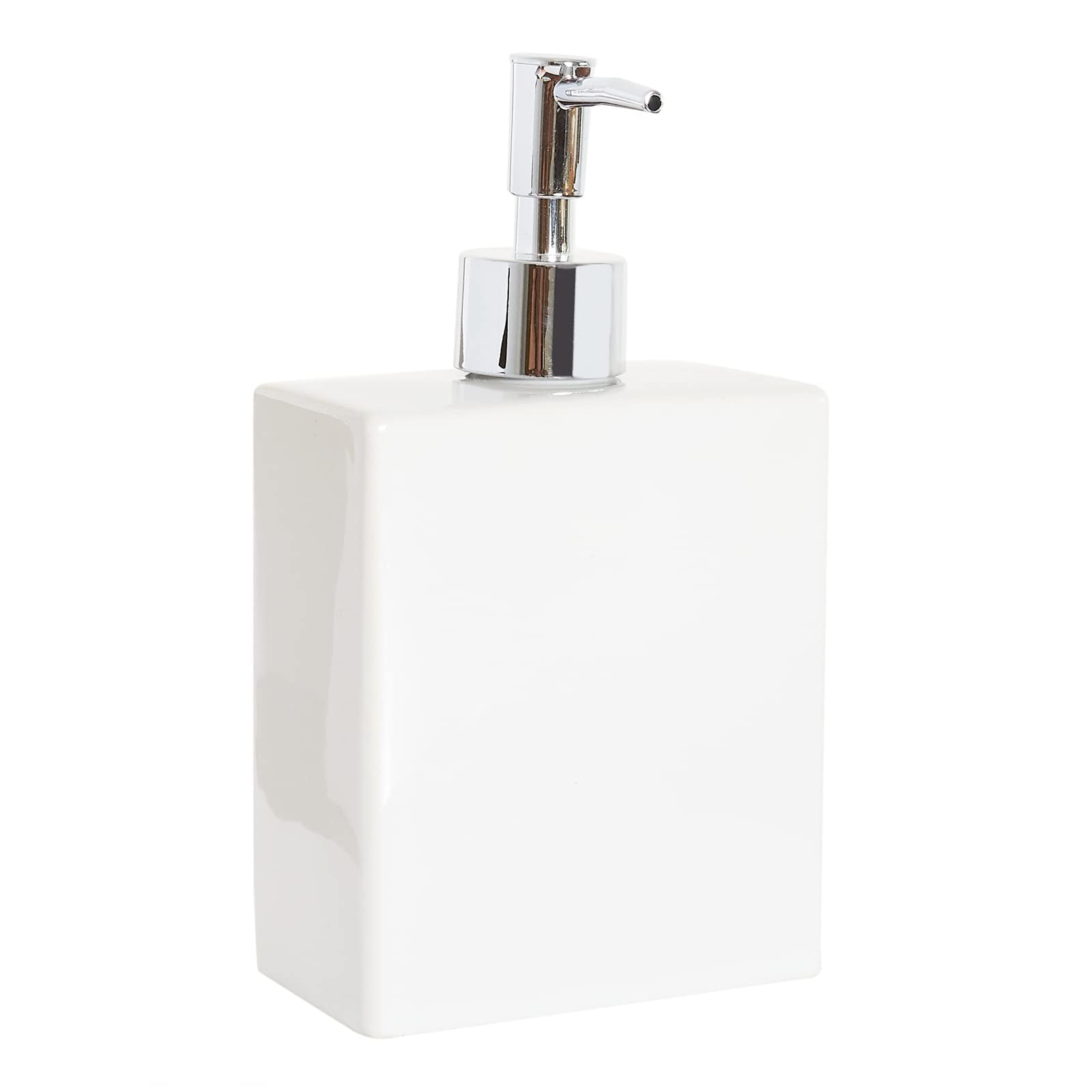 White Ceramic Soap Dispenser – 550ml Refillable Liquid Pump