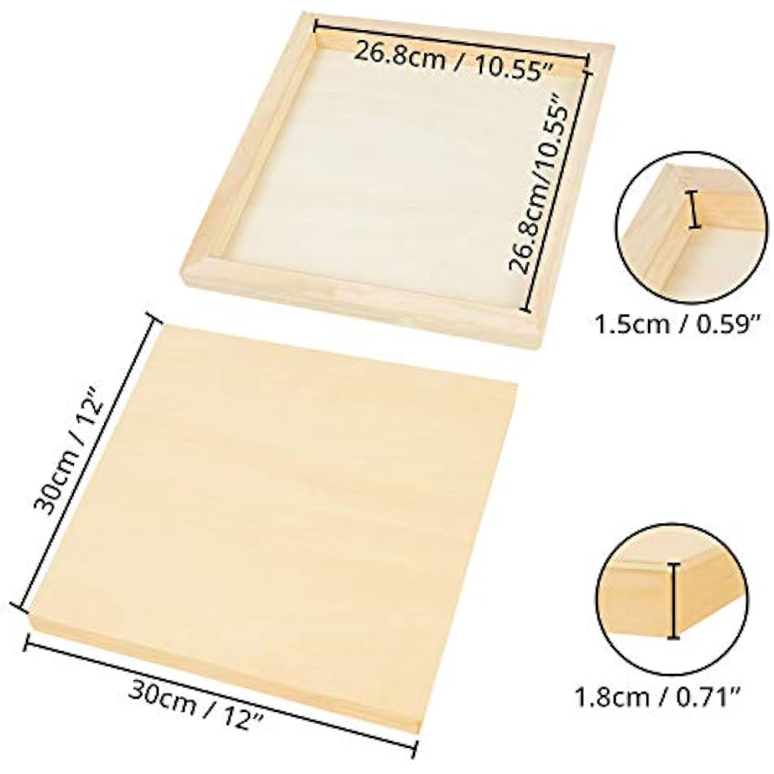 Belle Vous Wooden Canvas Painting Boards – 12x12 Inch Basswood (4 Pack)