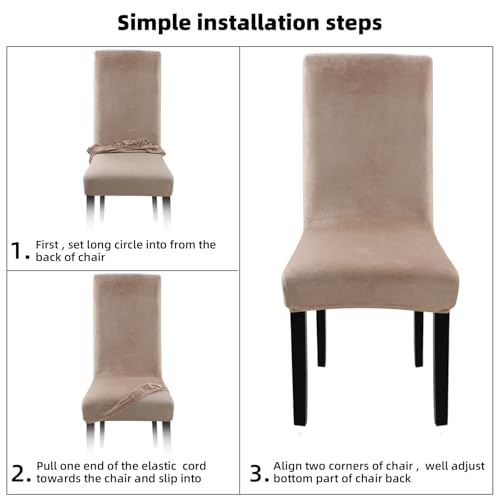 Fuloon Velvet Dining Chair Covers – Elastic Seat Slipcovers, Set of 6