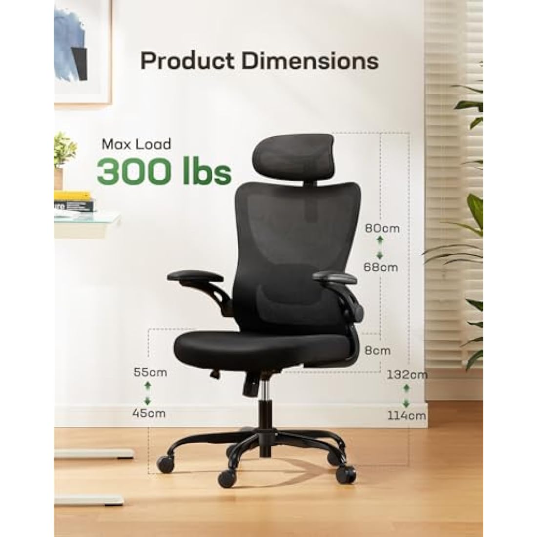 Marsail Ergonomic Office Chair – Mesh Desk Chair with 3D Armrests