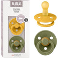 BIBS Colour Pacifier 2-Pack | Natural Rubber Latex | Honey Bee/Olive