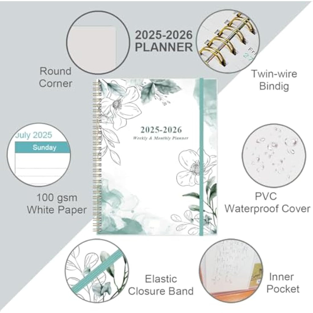 2025 Weekly & Monthly Planner – 8.5" x 11" Blue Flower