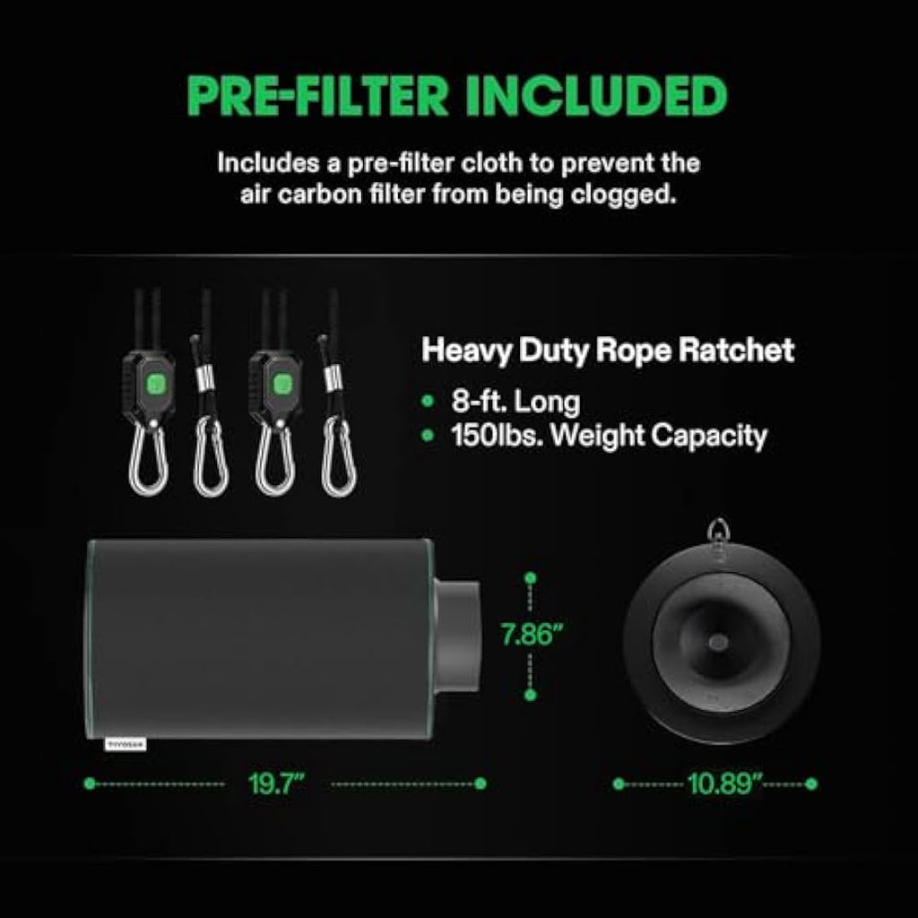 VIVOSUN 8" Air Carbon Filter | Australian Charcoal Odor Control Scrubber