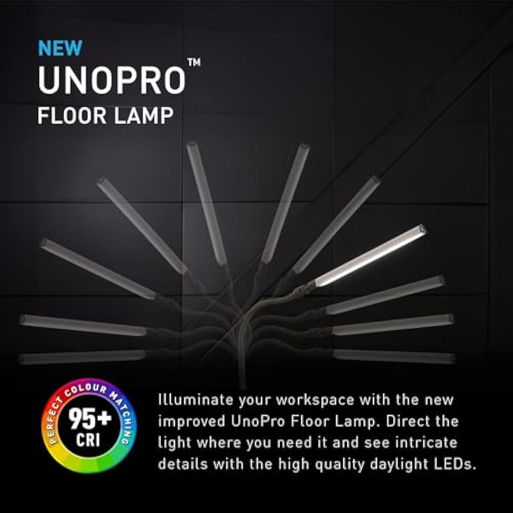 Daylight UnoPro LED Floor Lamp – 6,000K Flexible Task Light, White