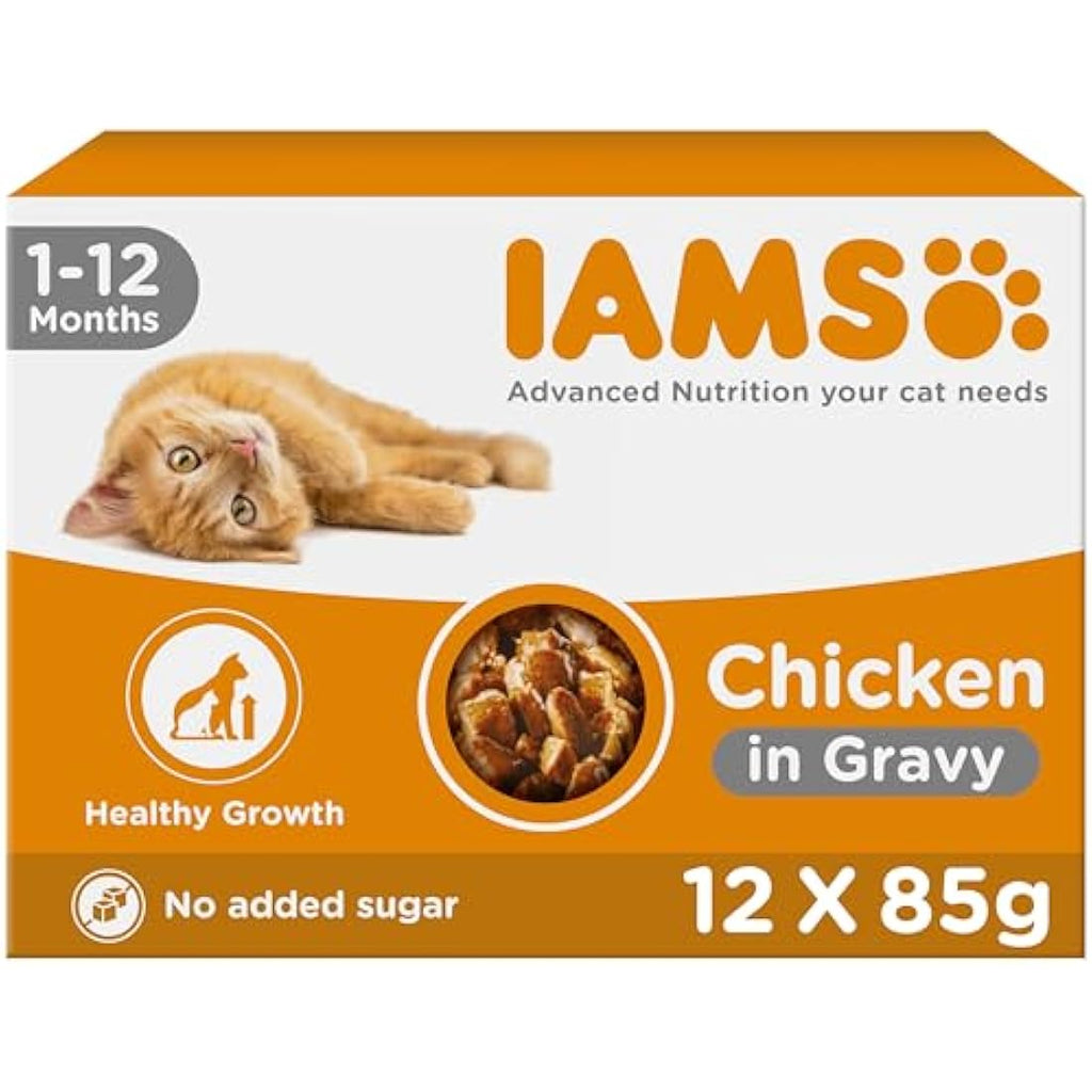 IAMS Kitten Wet Cat Food – Chicken in Gravy – 12 x 85g Multipack
