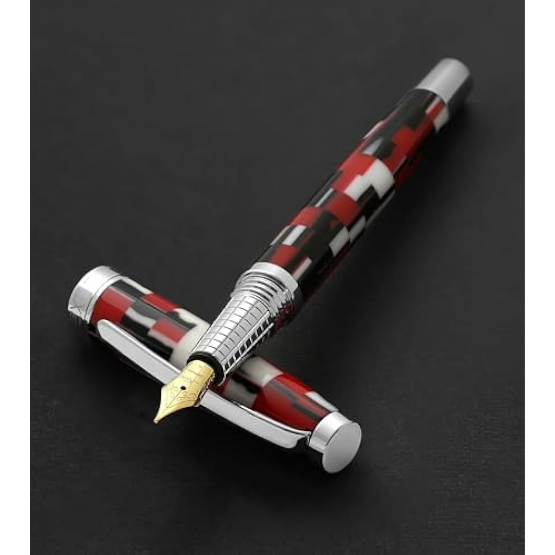 Xezo Urbanite II Fountain Pen – Red Checkered Acrylic, Medium Nib