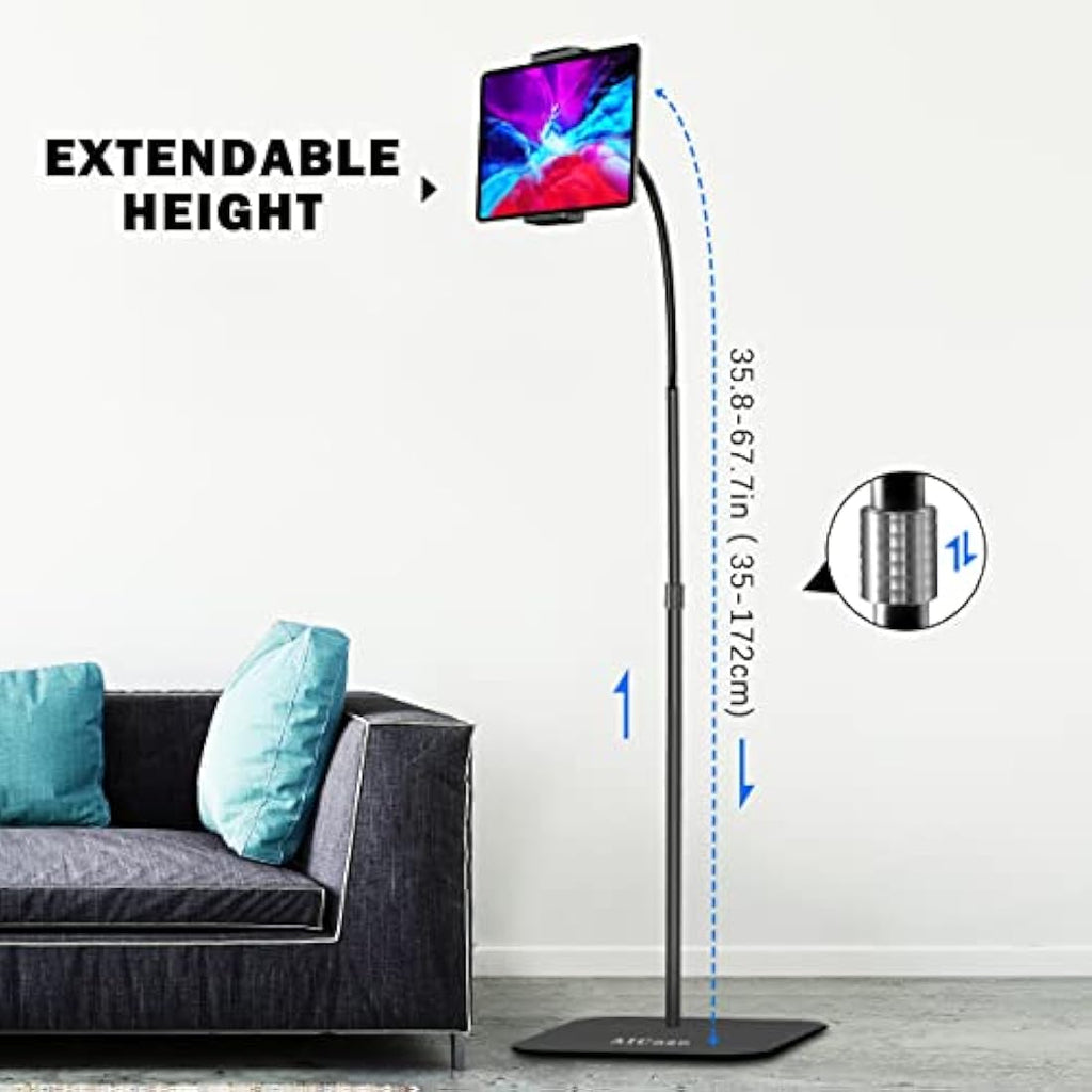 AICase Tablet Floor Stand – Adjustable Gooseneck Holder for iPad 4.6-13"