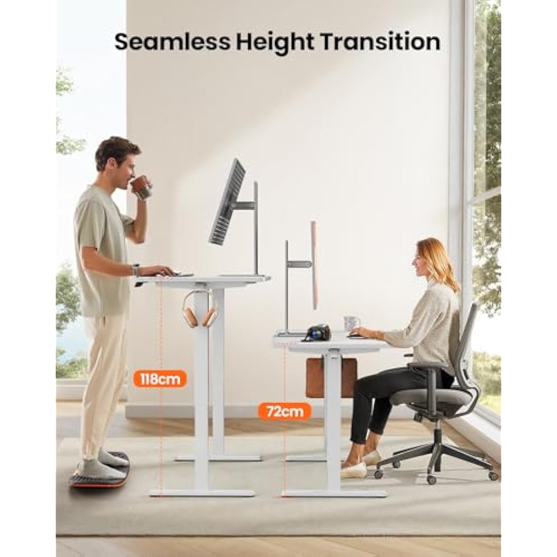 ErGear Electric Standing Desk – 120x60cm Height Adjustable Sit Stand Desk